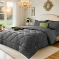 thumbnail image 1 of Sonoro Kate 5 Pieces Twin Comforter Set, Bed in a Bag for All Seasons, Soft Bedding Set with Comforter, 1 Flat Sheet, 1 Fitted Sheet, 1 Pillowcases, 1 Pillow Shams, Dark Gray, 1 of 7