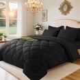 thumbnail image 1 of Sonoro Kate 7 Pieces Queen Comforter Set, Bed in a Bag for All Seasons, Soft Bedding Set with Comforter, 1 Flat Sheet, 1 Fitted Sheet, 2 Pillowcases, 2 Pillow Shams, Black, 1 of 7