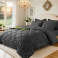 thumbnail image 1 of Sonoro Kate 7 Pieces Queen Comforter Set, Bed in a Bag for All Seasons, Soft Bedding Set with Comforter, 1 Flat Sheet, 1 Fitted Sheet, 2 Pillowcases, 2 Pillow Shams, Dark Gray, 1 of 7