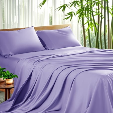 Sonoro Kate Luxury Cooling Bamboo Bed Sheet Set - Deep Pockets - 3 Piece, Twin, Lavender