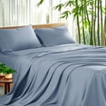 thumbnail image 1 of Sonoro Kate Breathable Bamboo Bed Sheet Set - Deep Pockets - 3 Piece, Twin, Sky Blue, 1 of 6
