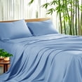 thumbnail image 1 of Sonoro Kate Luxury Cooling Bamboo Bed Sheet Set - Deep Pockets - 4 Piece, Full, Lake Blue, 1 of 7
