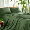 thumbnail image 1 of Sonoro Kate Breathable Bamboo Bed Sheet Set - Deep Pockets - 4 Piece, Queen, Olive Green, 1 of 6