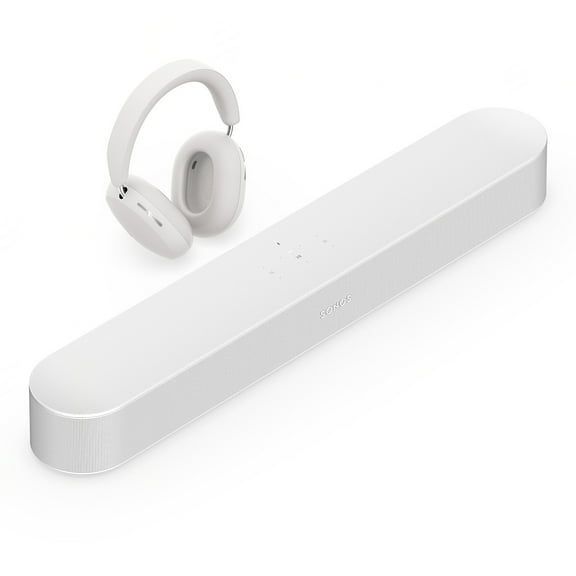 Sonos Personal Entertainment Set with Ace Wireless Noise Canceling Headphones and Beam Smart Sound Bar (White)