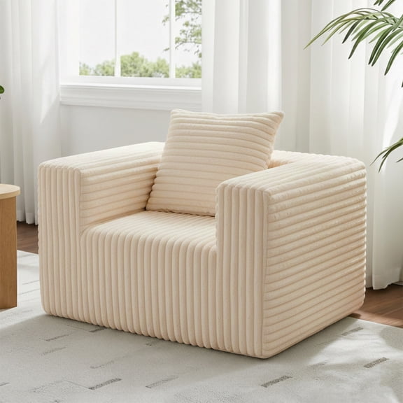 Sonovafurn 30.3" Corduroy Boneless Kids Couch, Couch in A Box No Assembly Required, Mini Cloud Sofa with Memory Foam & Individually Pocketed Springs, Kids Sofa with Throw Pillow for Bedroom, Playroom
