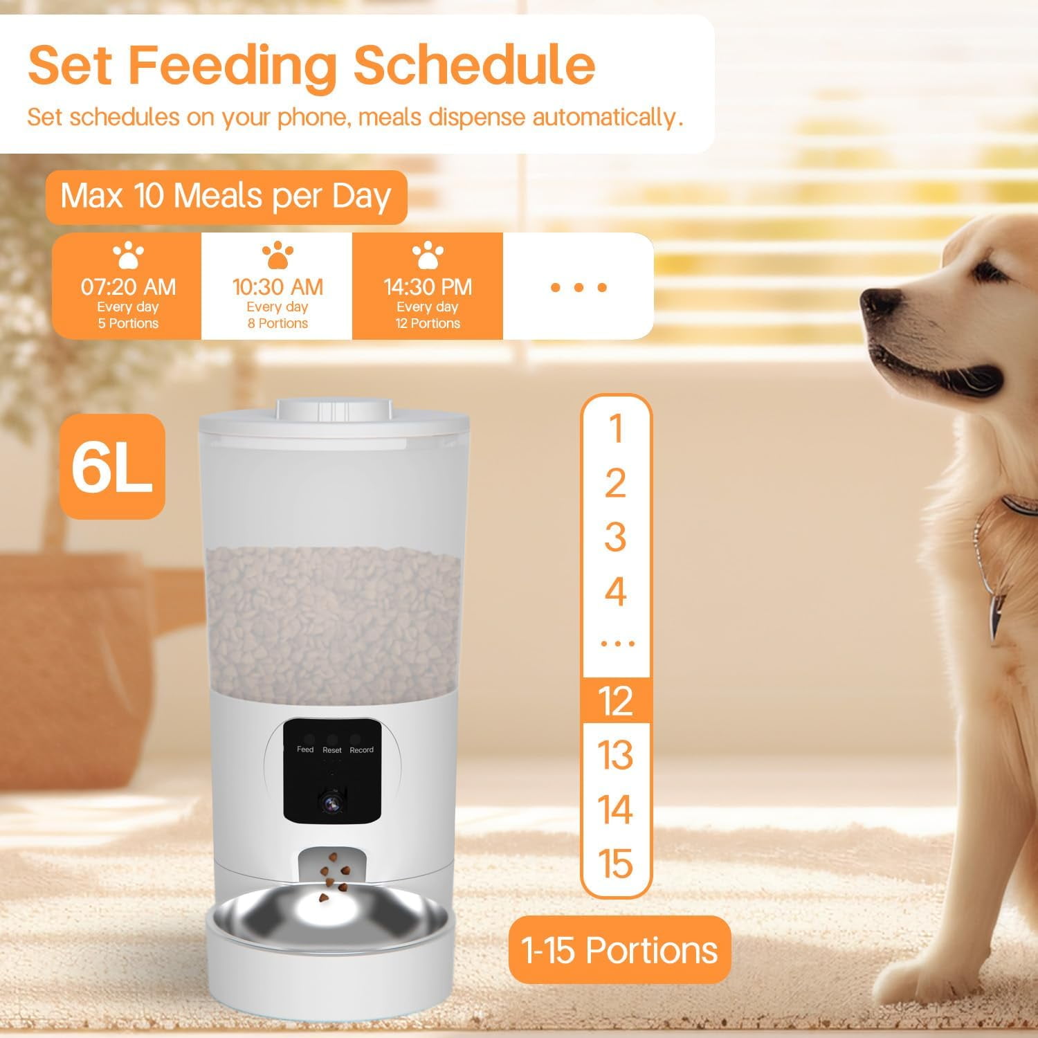 Sonox Junan Automatic Cat Feeder with 2K Camera Smart App WiFi Pet Food Dispenser for Cats Dogs Timed Control Meals Easy Clean