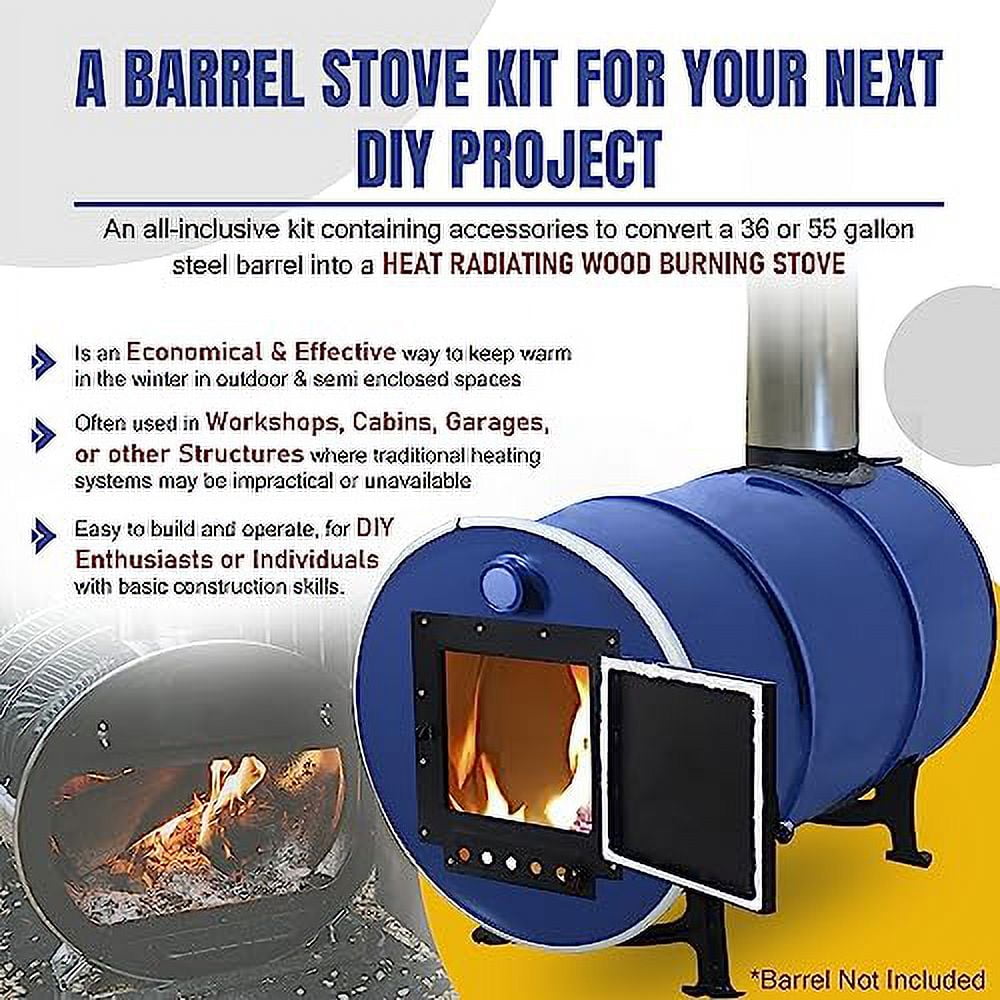Sonret Barrel Stove Kit Perfect For 3055 Gallon Barrel Metal Barrel