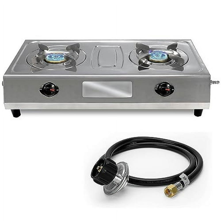 Sonret gas stove portable 2 burner, double gas stove stainless steel  camping stove -propane portable cooktop indian style gas stove For Cooking