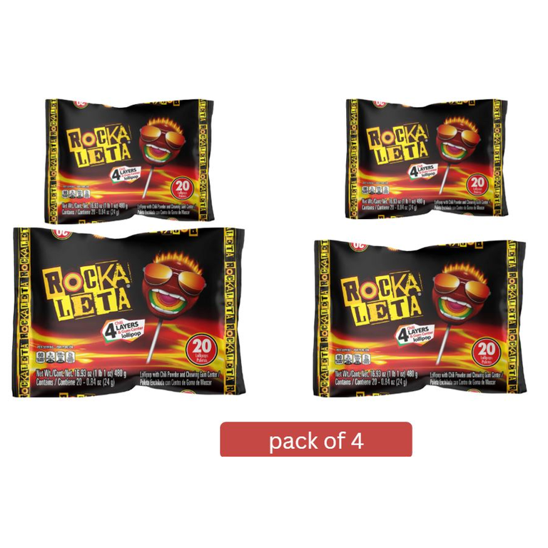 Sonric's Rockaleta Lollipops, Mexican Candy with Bubble Gum Center