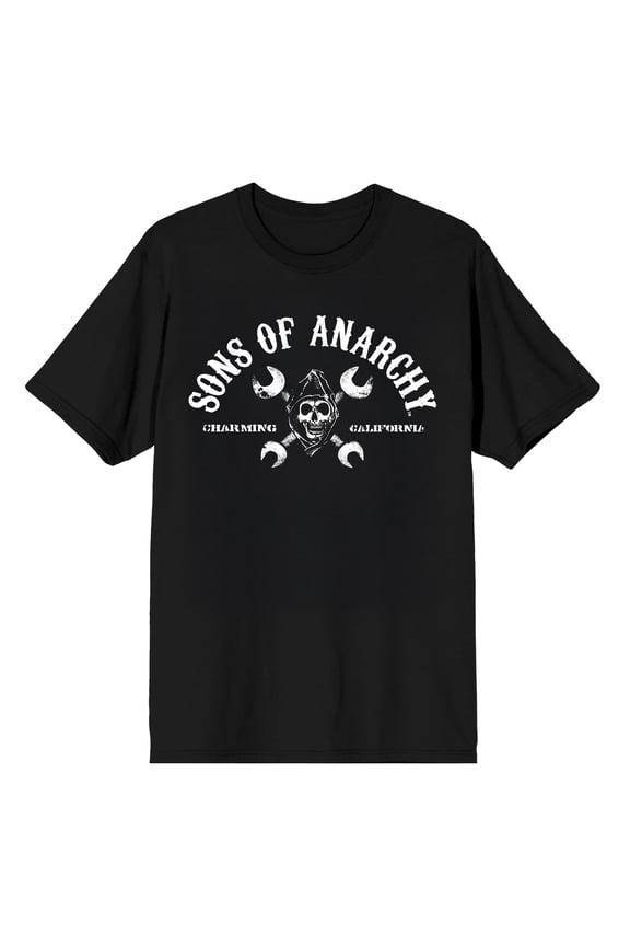 Sons Of Anarchy Charming California Wrenches Adult Black Crew Neck Short Sleeve T-shirt - 3XL