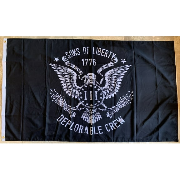 Sons Of Liberty Black Tactical 1776 Deplorable Crew Double Sided Flag - 3'X5' Rough Tex 100D