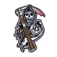 thumbnail image 1 of Sons of Anarchy Grim Reaper 5 Inches Tall Embroidered Iron On Patch, 1 of 1