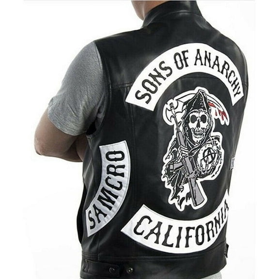 Sons of Anarchy Jax Leather Motorcycle Club Sleeveless Embroidered Vest