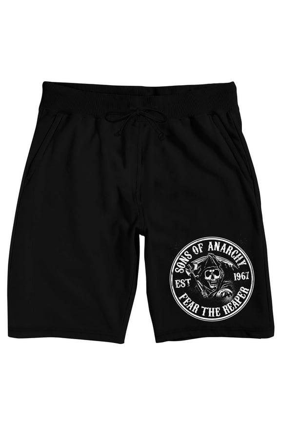 Sons of Anarchy SOA Fear the Reaper Men's Black Lounge Shorts-3XL