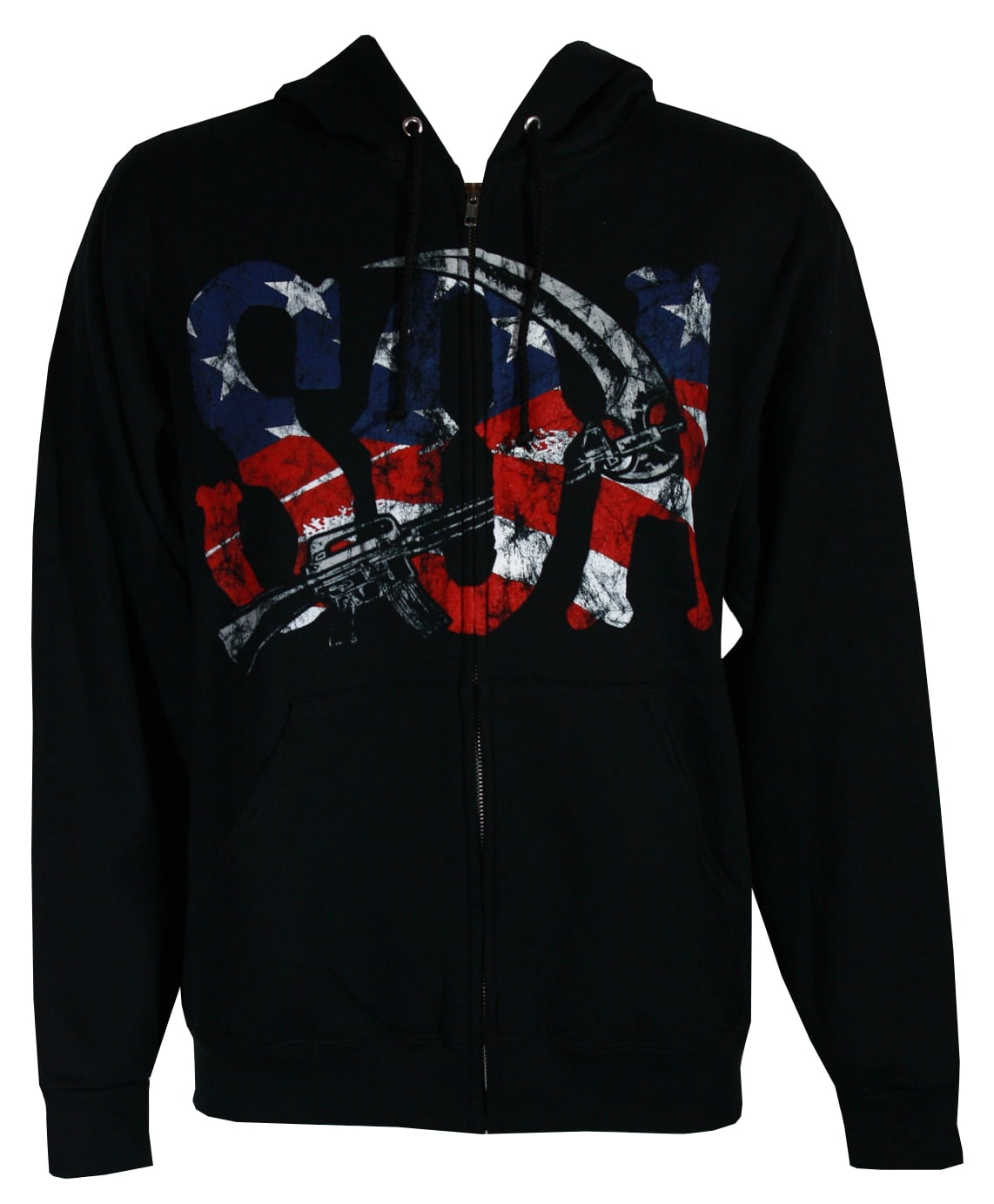 Sons of Anarchy SOA Reaper American Flag Men s Full Zip Hoodie Black Medium Walmart