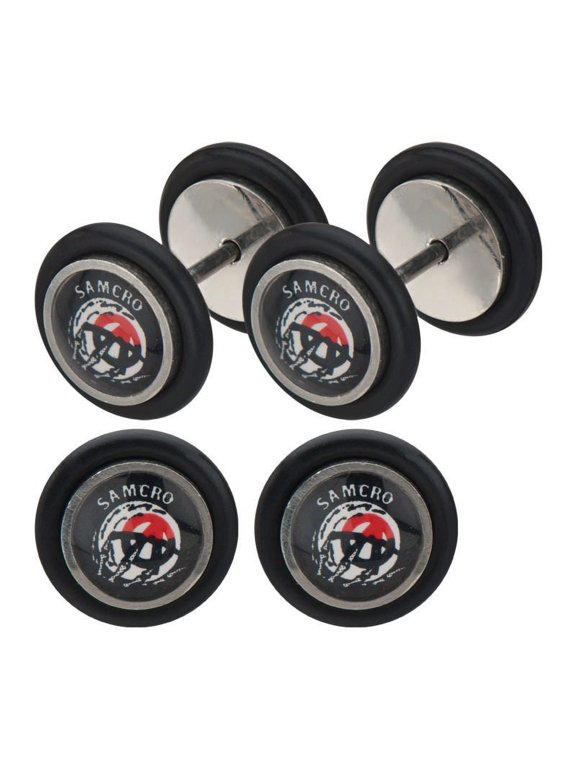 SOFAPMP02-18PR Screw Back Stainless Steel Earrings with Samcro Logo Fronts, 18g