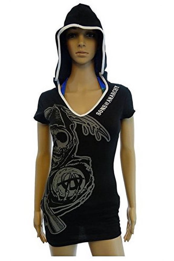 Subliminal Reaper Hooded Juniors Black Cover Up
