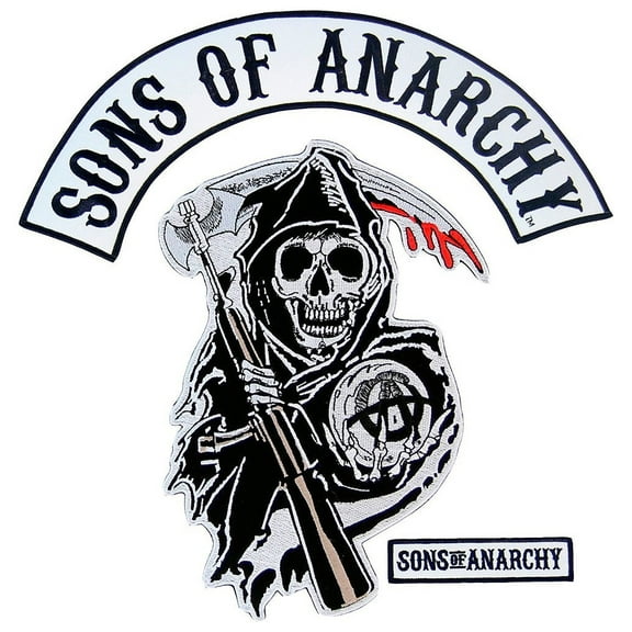 Sons of Anarchy Text and Arched Reaper Logo Patch Set