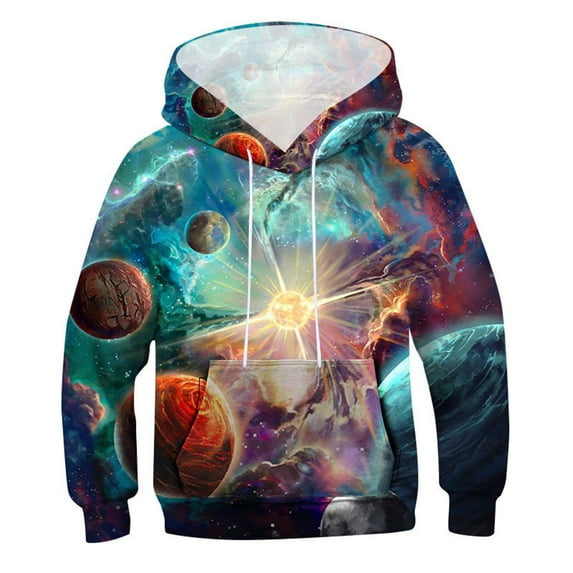 SonxaHe Big Boy Hoodie Cartoon 3D Print Long Sleeve Comfy Fall Winter Pullover Sweatshirts with Pocket Green,Sized 11-12