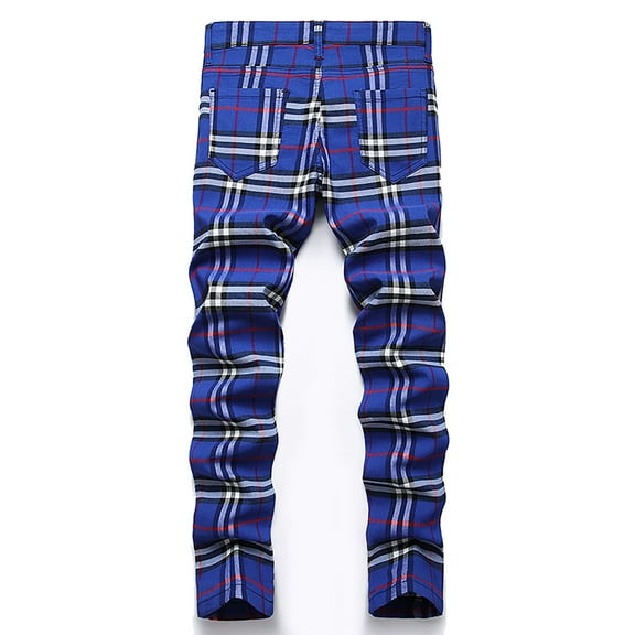 SonxaHe Big Boy Pant High Elastic Waist Tapered Leg Plaid Trousers Child Athletic Sportswear Comfy Pants Blue,Sized 16-17
