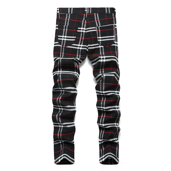 SonxaHe Big Boy Pant High Elastic Waist Tapered Leg Plaid Trousers Child Athletic Sportswear Comfy Pants Red,Sized 16-17