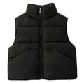 thumbnail image 1 of SonxaHe Big Boy Puffer Vest Winter Warm Padded Quilted Sleeveless Jacket with Stand Collar for Kids Outdoor Black,Sized 10-11, 1 of 3