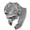 thumbnail image 1 of SonxaHe Big Boy's Outfits Thermal Striped Tshirt Pants Children Silk Comfy Loose Thick Sleepwear Outfit Set Gray,Sized 9-10, 1 of 4