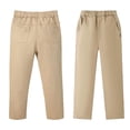 thumbnail image 1 of SonxaHe Big Boy's School Pants Elastic Waist Straight Leg Trousers with Pockets Relaxed Durable Pants Beige,Size 3-18 Y, 1 of 8