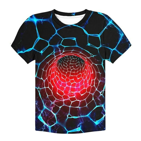 SonxaHe Big Boy's T Shirt Cartoon 3D Print Short Sleeved Tshirt Child Fashion Cozy Casual T-Shirt Red,Sized 13-14