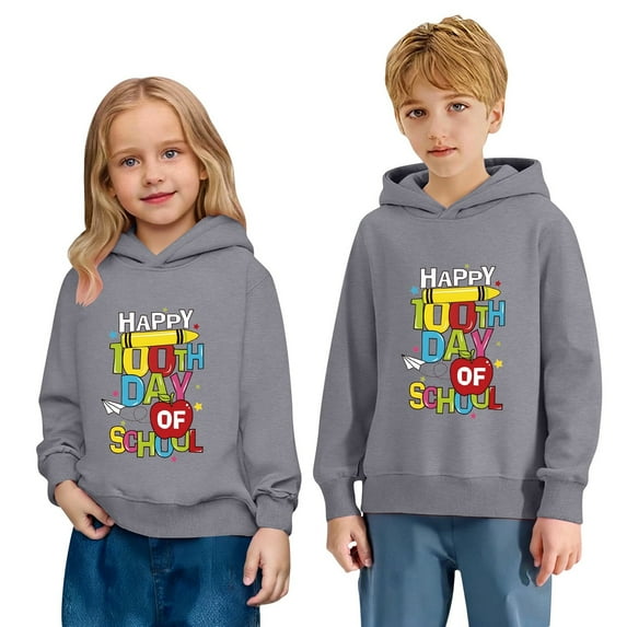 SonxaHe Big Boys Hooded Sweatshirt Letter Print Long Sleeve Loose ...