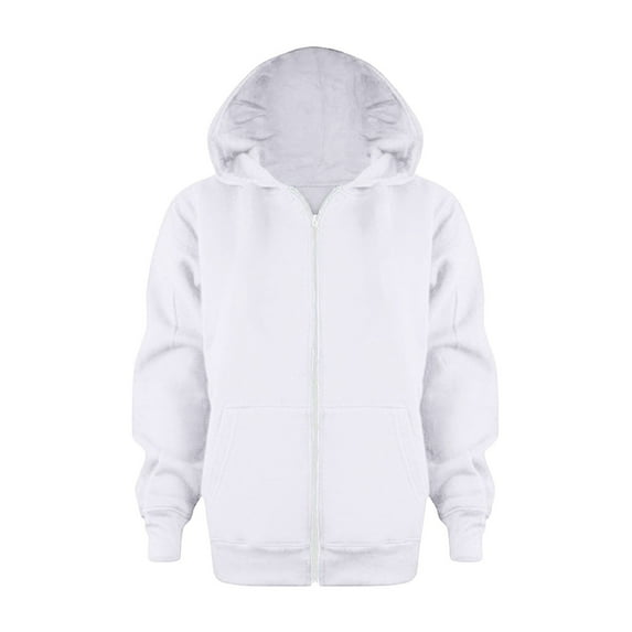 SonxaHe Big Boys' Jacket Stylish Solid Zipper Loose Hooded Jackets Kids Athletic Comfy Soft Fall Jacktes White,Sized 11-12