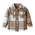 thumbnail image 1 of SonxaHe Big Boys Shirts Long Sleeve Plaid Button Up Loose Cozy Casual Autumn Winter Jacket with Pocket Beige,Sized 13-14, 1 of 8