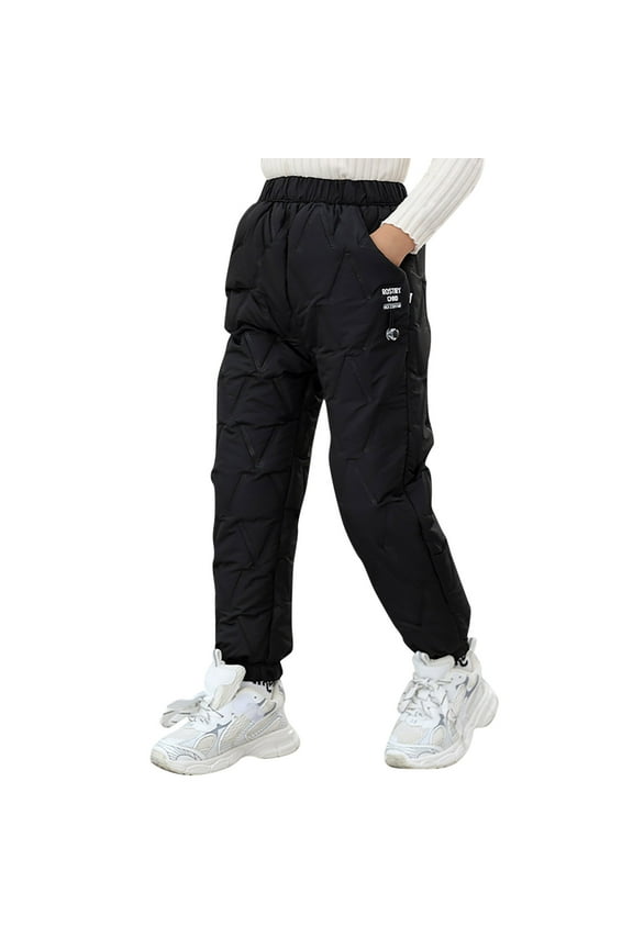 Big Boys Snow Pants Thick Winter Warm Jogger Pants Child Active Snow Wear Pants Black,Sized 8-9