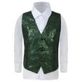 thumbnail image 1 of SonxaHe Big Boys T Shirt Glitter Sleeveless Button Top with Sequins Kids Loose Shows Party Casual Tshirts Green,Sized 11-12, 1 of 3