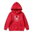 thumbnail image 1 of SonxaHe Big Girl Boy Hooded Sweatshirt Christmas Reindeer Print Long Sleeve Winter Holiday Hoodie Red,Sized 9-10, 1 of 2