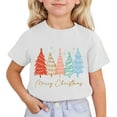 thumbnail image 1 of SonxaHe Big Girl Boy Tshirt Christmas Tree Print Short Sleeved T-Shirt Kids Xmas Holiday Loose Comfy Casual Tshirts White,Sized 8-9, 1 of 3