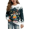 thumbnail image 1 of SonxaHe Big Girl' Christmas Sweatshirt Reindeer Print Long Sleeve Cozy Stylish Winter Holiday Party Loose Sweatshirts Blue,Sized 9-10, 1 of 3