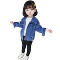thumbnail image 1 of SonxaHe Big Girl Denim Jacket Fashion Long Sleeve Button Outerwear Kids Stylish Fall Classic Denim Jackets Blue,Sized 7-8, 1 of 8