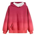 thumbnail image 1 of SonxaHe Big Girl Hooded Sweatshirt Gradient Long Sleeve Oversized Top Comfy Sports Fall Hoodie with Pocket Red,Sized 11-12, 1 of 5