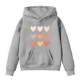thumbnail image 1 of SonxaHe Big Girl Hooded Sweatshirt Long Sleeve Love Print Soft Comfy Overiszed Autumn Hoodie with Pocket Gray,Sized 13-14, 1 of 3