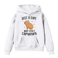 thumbnail image 1 of SonxaHe Big Girl Hooded Sweatshirts Capybara Print Long Sleeve Pullover Tops withpocket Loose Cozy Fall Winter Hoodies White,Sized 13-14, 1 of 3