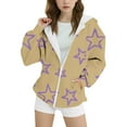 thumbnail image 1 of SonxaHe Big Girl' Jacket Star Print Long Sleeve Zip Hooded Sweatshirt Lightweight Athletic Jackets Beige,Sized 8-9, 1 of 4