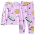 thumbnail image 1 of SonxaHe Big Girl' Outfit Set Planet Print Long Sleeve Top Trousers Children Cartoon Cozy Soft Nightwear Home Wear Outfits Purple,Sized 9-10, 1 of 2