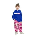 thumbnail image 1 of SonxaHe Big Girl' Outfits Camo Print Long Sleeve Hooded Sweatshirt Pants Oversized Outerwear Outfit Set Blue,Sized 9-10, 1 of 3