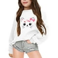 thumbnail image 1 of SonxaHe Big Girl' Sweatshirt Cat Printed Long Sleeve Oversized Outerwear Autumn and Winter Sweatshirt White,Sized 13-14, 1 of 5