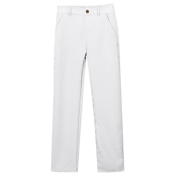 SonxaHe Big Girl' Pants High Stretch Waist Active Stright Leg Trousers Kids School Uniform Fall Casual Pants White,Sized 15-16