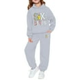 thumbnail image 1 of SonxaHe Big Girl Valentine's Day Outfit Set Letter Graphic Long Sleeve Hoodies Jogger Athletic Soft Cozy Casual Outfits Gray,Sized 11-13, 1 of 3