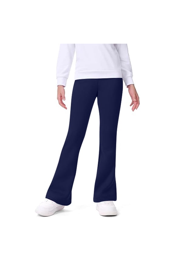 Big Girl Yoga Pants Fleece Lined Stretchy Flared Leggings Warm Soft Cozy Spring Bottom Pants for Teens Blue,Size 13-14 Y
