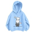 thumbnail image 1 of SonxaHe Big Girl's Hooded Sweatshirt Cartoon Print Long Sleeved Pullover Hoodie Kids Loose Athletic Fall Hoodies Blue,Sized 11-12, 1 of 2