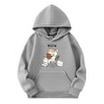 thumbnail image 1 of SonxaHe Big Girl's Hoodie Long Sleeve Cartoon Cat Print Soft Oversized Fall Winter Hooded Sweatshirt Gray,Sized 9-10, 1 of 2